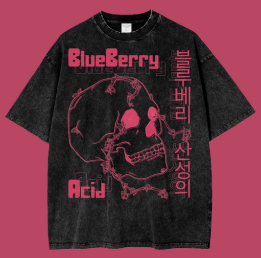 BlueBerry Acid Oversize Snow Washed Tee Black